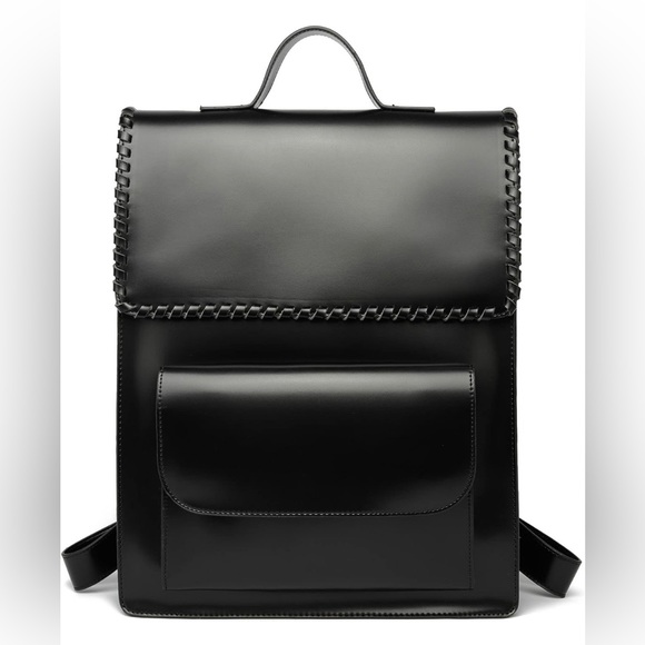 Black Vintage Braided Backpack by LikeDreams NWT Vegan Leather - Picture 2 of 11